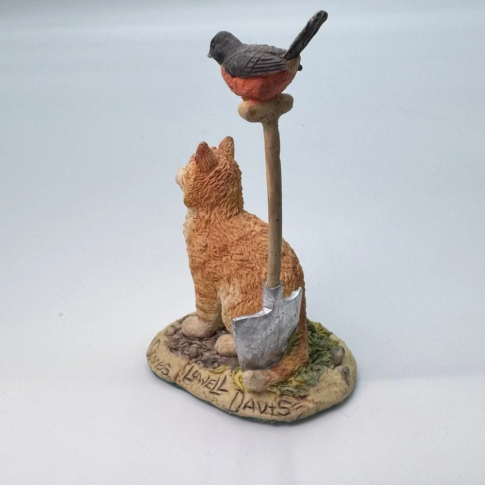 2 Lowell Davis Cat Figurines Happy Anniversary & Sticks And Stones Picnic Shovel